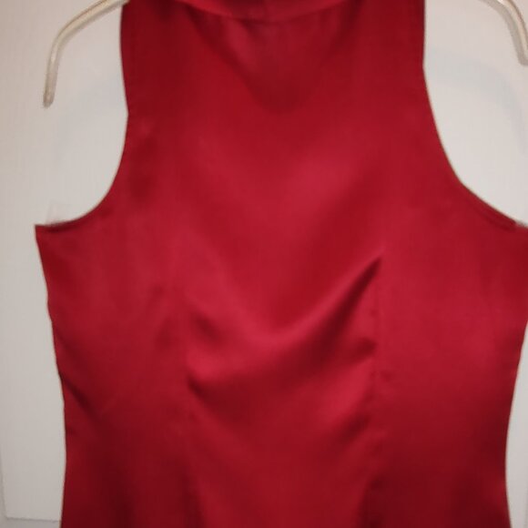 WHITE HOUSE BLACK MARKET SLVLS BLOUSE BIAS CUT LONG TIES PULLOVER RED SZ SMALL - Picture 2 of 9